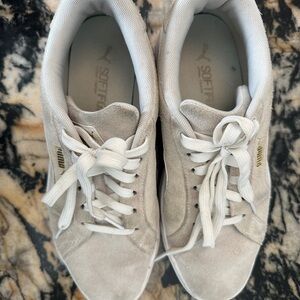 Cream suede puma sneakers